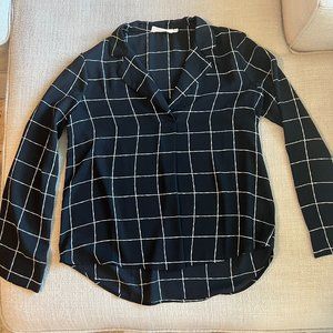 All in Favor Black with White Stripes Blouse, XS
